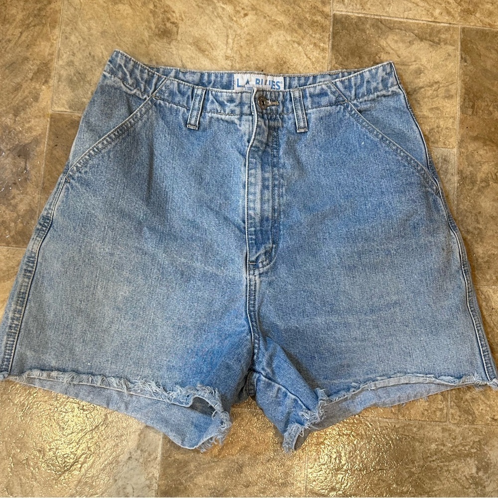 Vintage 90s LA Blues Women’s High Rise Denim Cut Off Shorts Light Wash Size 12